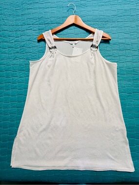 croft & barrow White Flowy Tunic Tank with Ring Detail